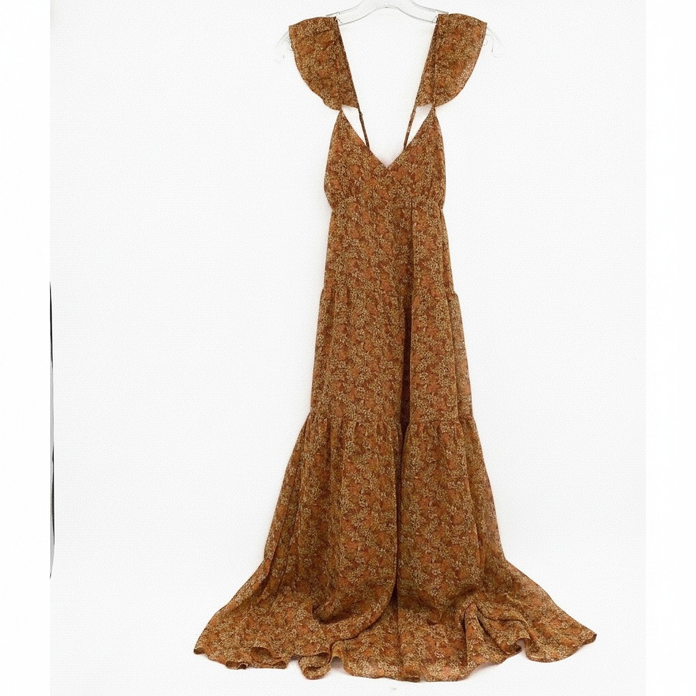 Madewell Orange Floral Criss-Cross Strap Midi Dress | Women’s Size 0